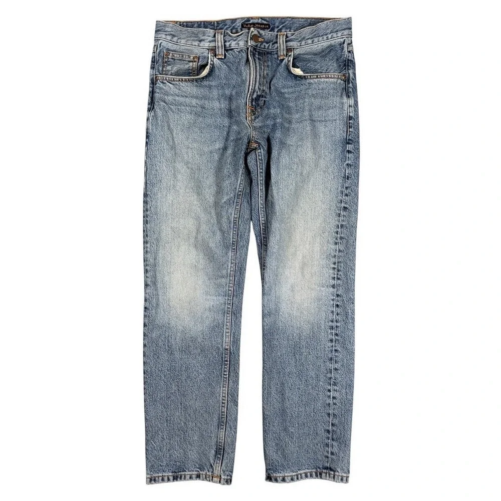 Nudie Gritty Jackson Jeans Mens Sz 31x28 Fit 33x28 Blue Slim Straight Denim
